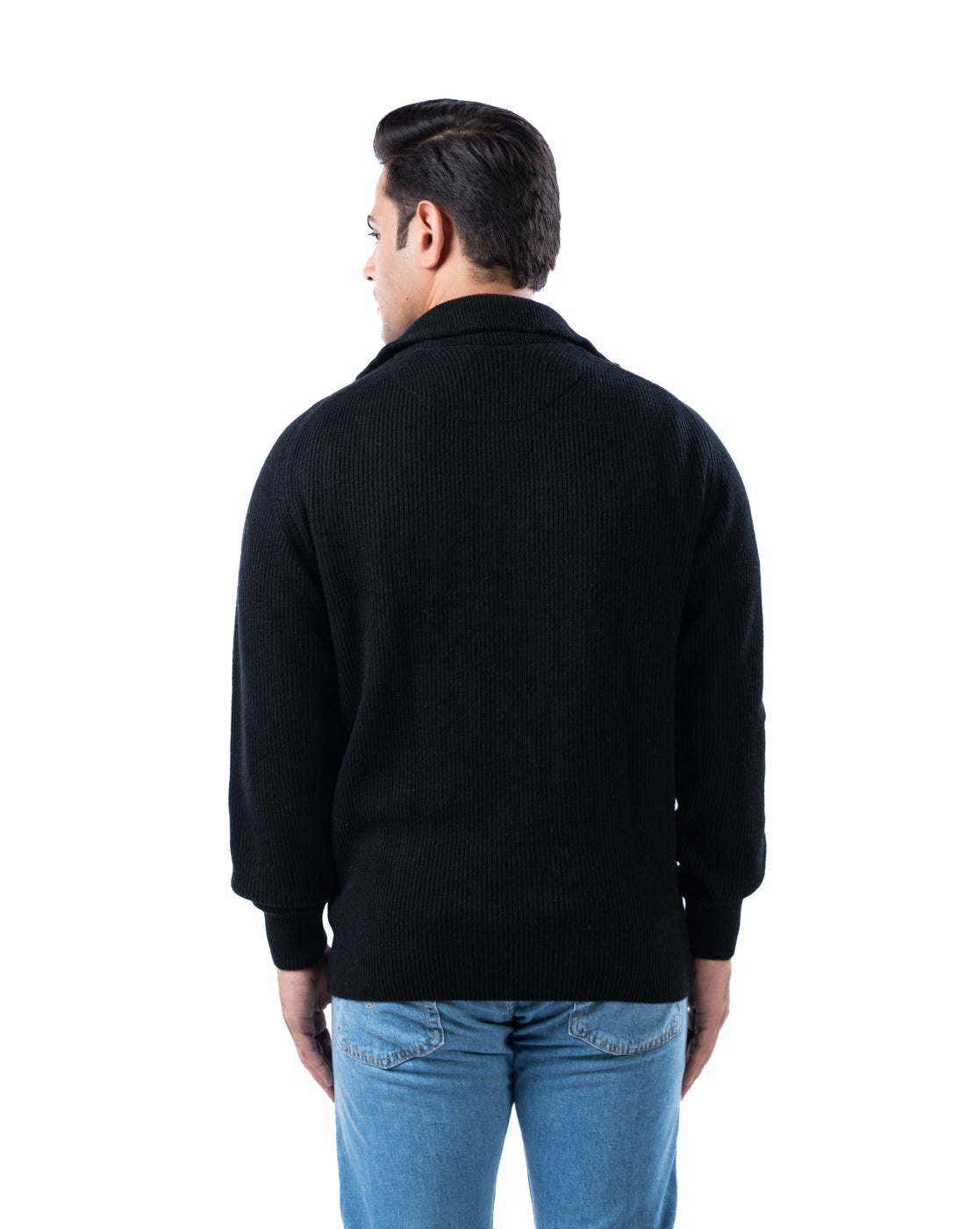 Men’s Black Aztec Pullover with Half Zip and Raglan Sleeves