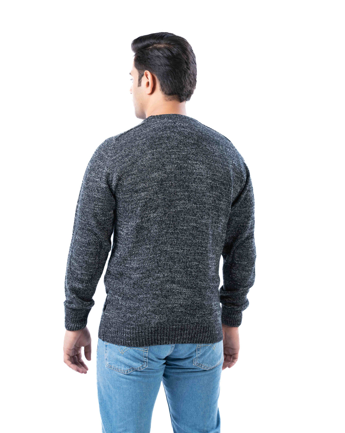 Men’s Black Polyamide Crew Neck Pullover with Raglan Sleeves