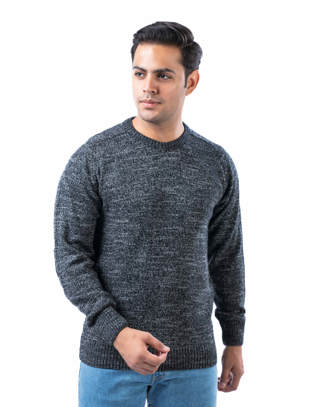 Men’s Black Polyamide Crew Neck Pullover with Raglan Sleeves