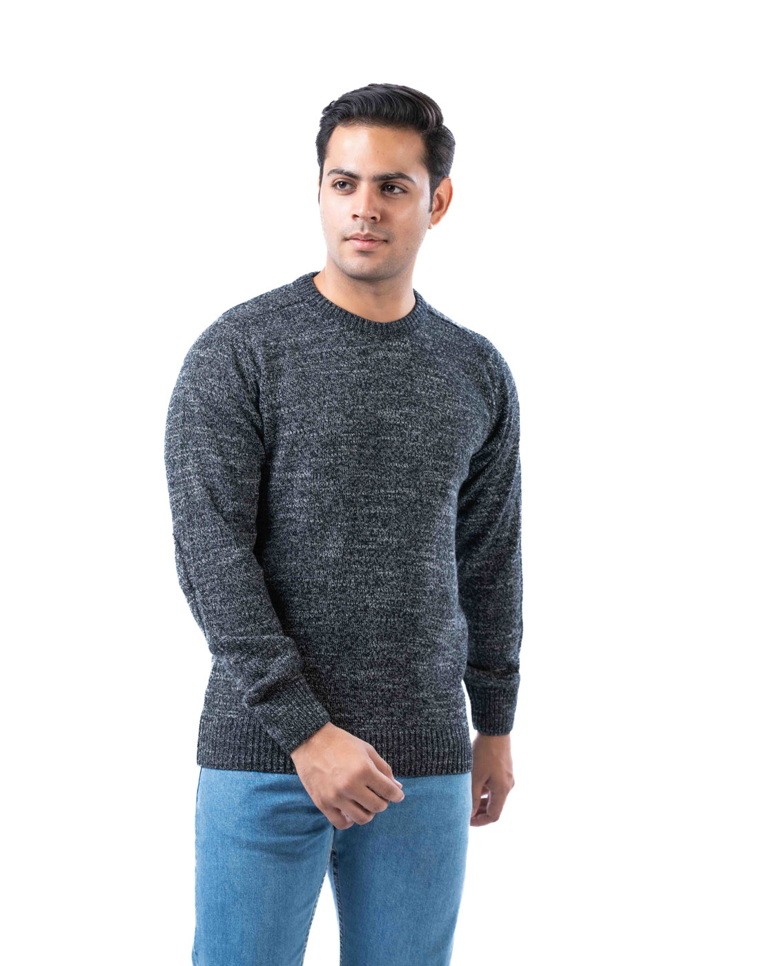 Men’s Black Polyamide Crew Neck Pullover with Raglan Sleeves