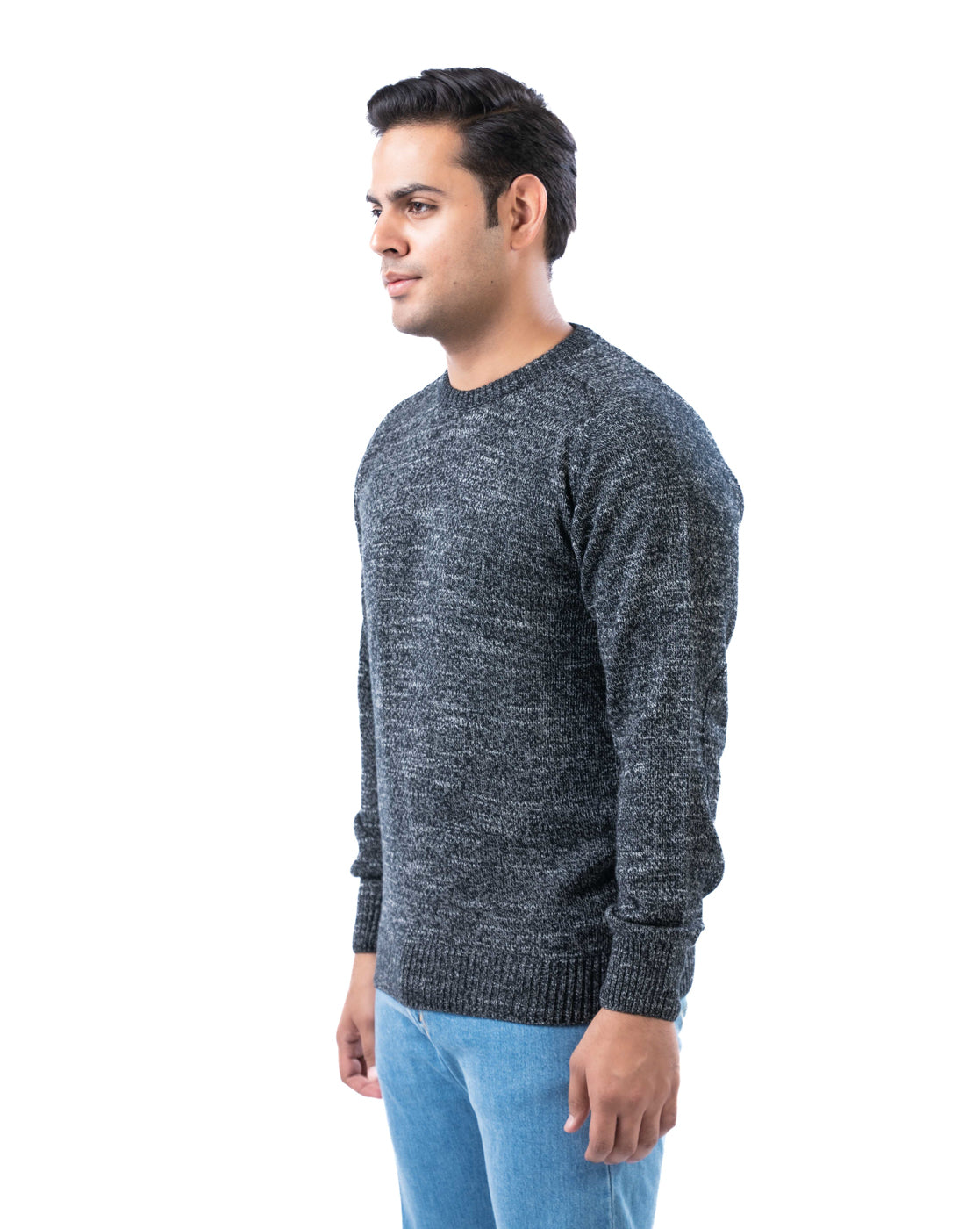 Men’s Black Polyamide Crew Neck Pullover with Raglan Sleeves
