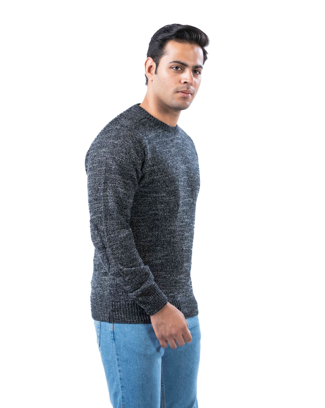 Men’s Black Polyamide Crew Neck Pullover with Raglan Sleeves