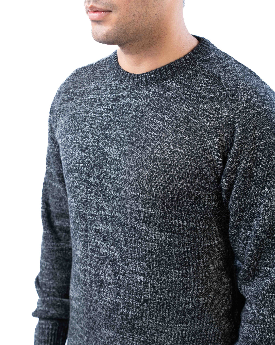 Men’s Black Polyamide Crew Neck Pullover with Raglan Sleeves