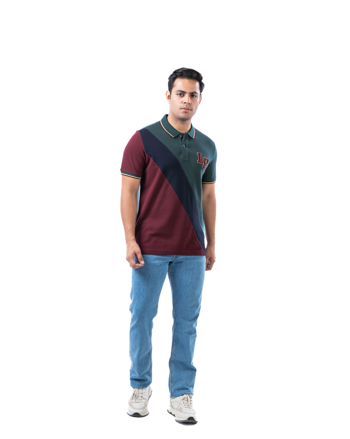 Men’s Red Stripe Polo T-Shirt in Stretch Cotton