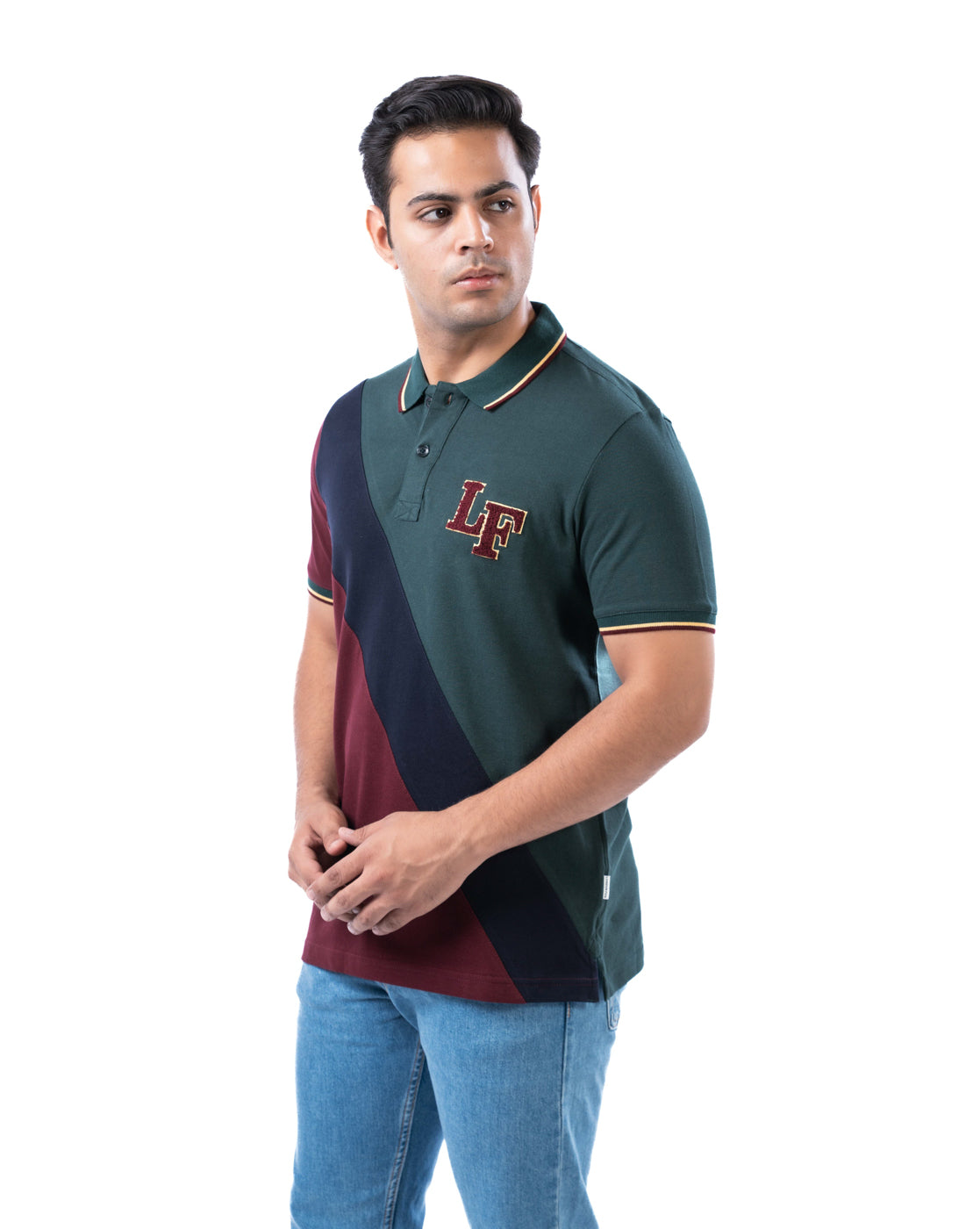 Men’s Red Stripe Polo T-Shirt in Stretch Cotton
