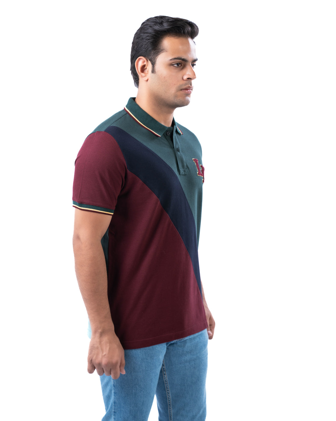 Men’s Red Stripe Polo T-Shirt in Stretch Cotton