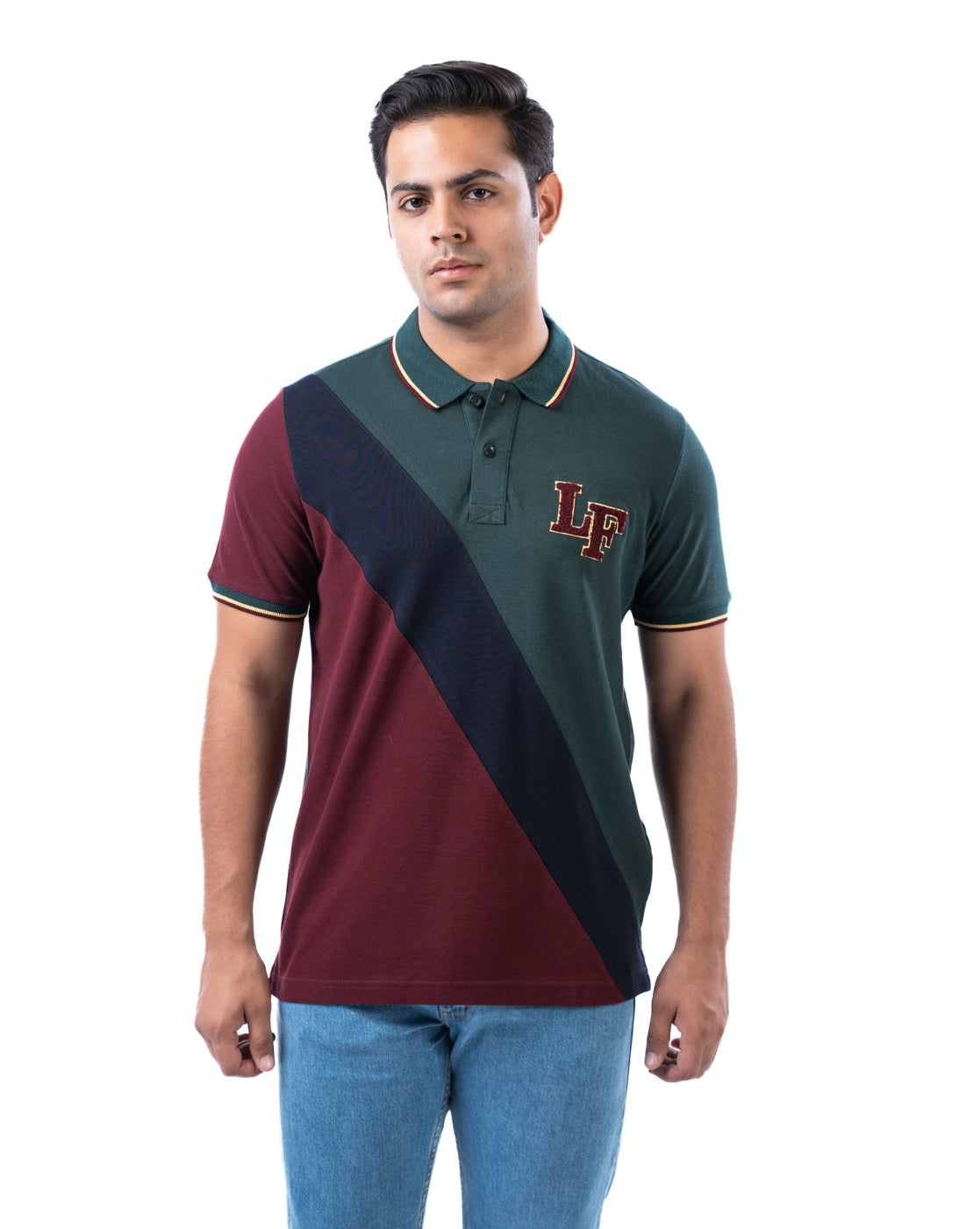 Men’s Red Stripe Polo T-Shirt in Stretch Cotton