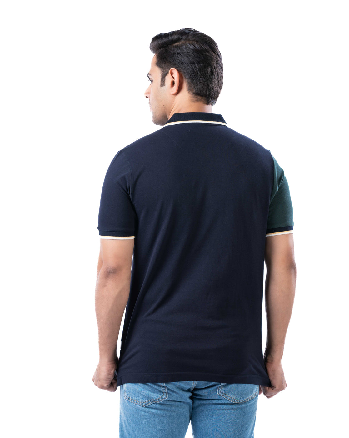 Men’s Green Stripe Polo T-Shirt in Stretch Cotton