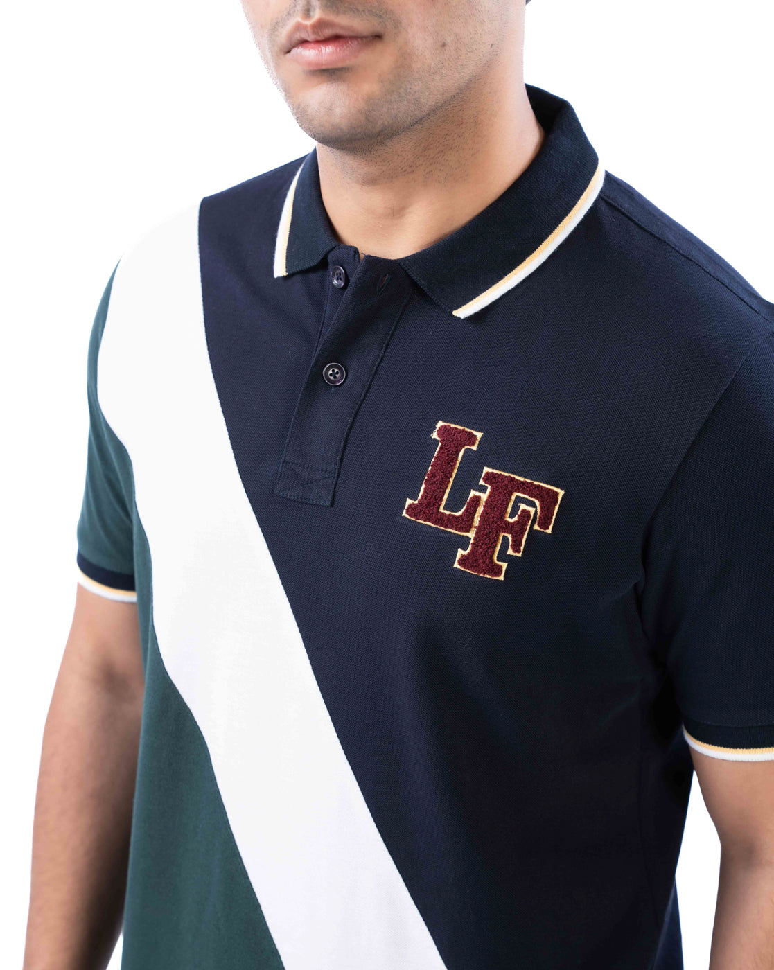 Men’s Green Stripe Polo T-Shirt in Stretch Cotton