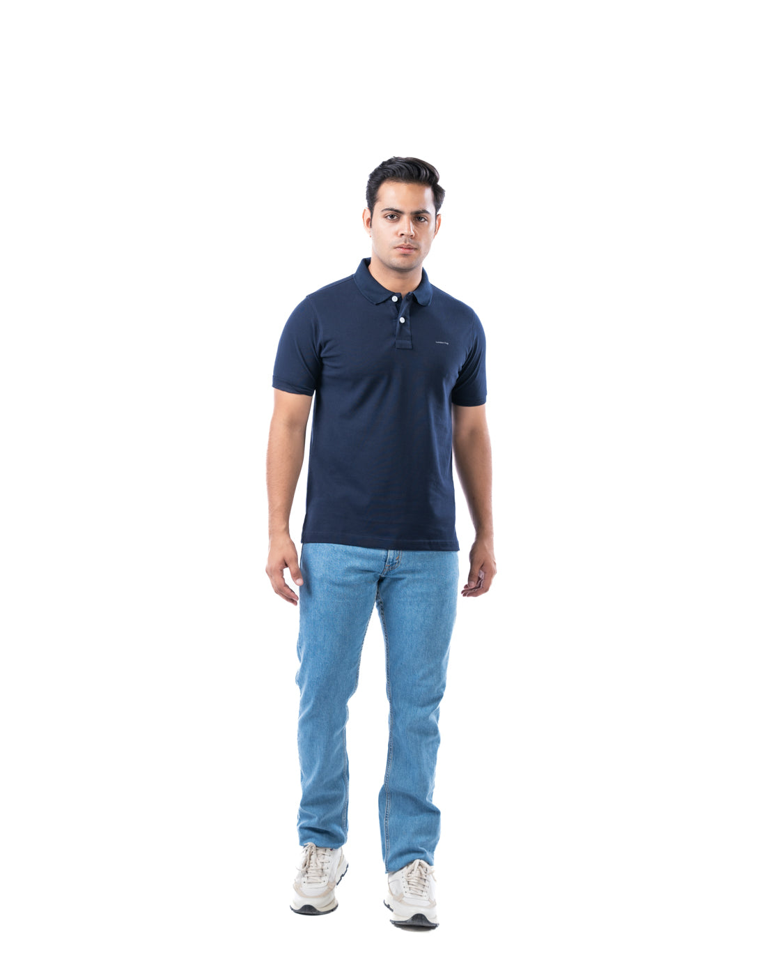 Men’s Navy Stretch Cotton Polo – Solid Regular Fit