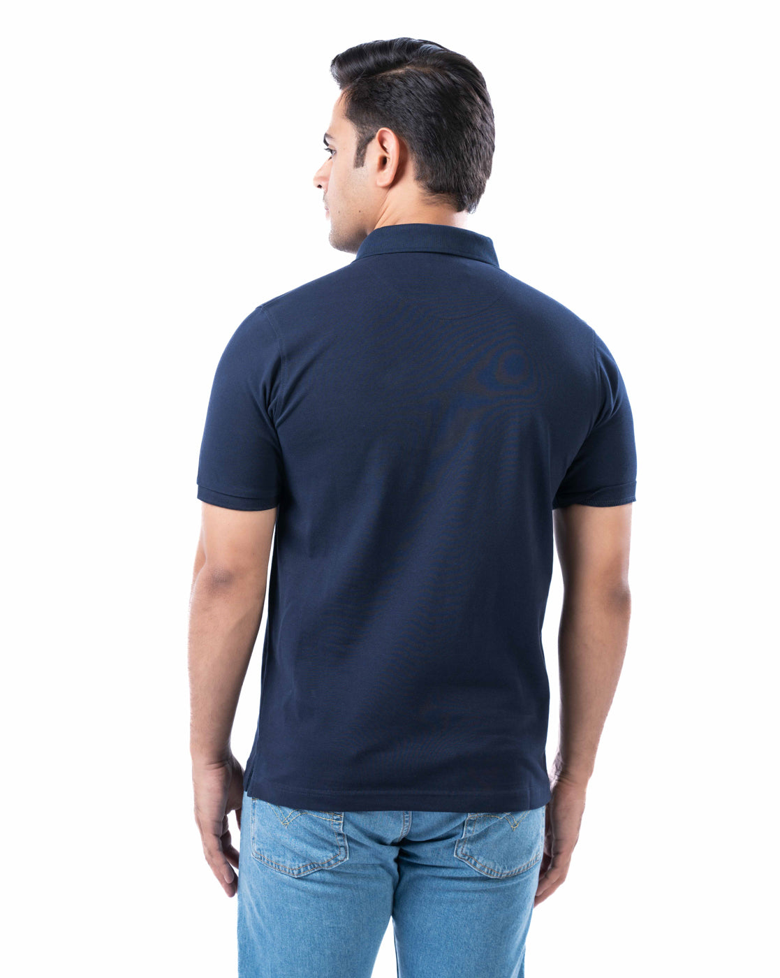 Men’s Navy Stretch Cotton Polo – Solid Regular Fit