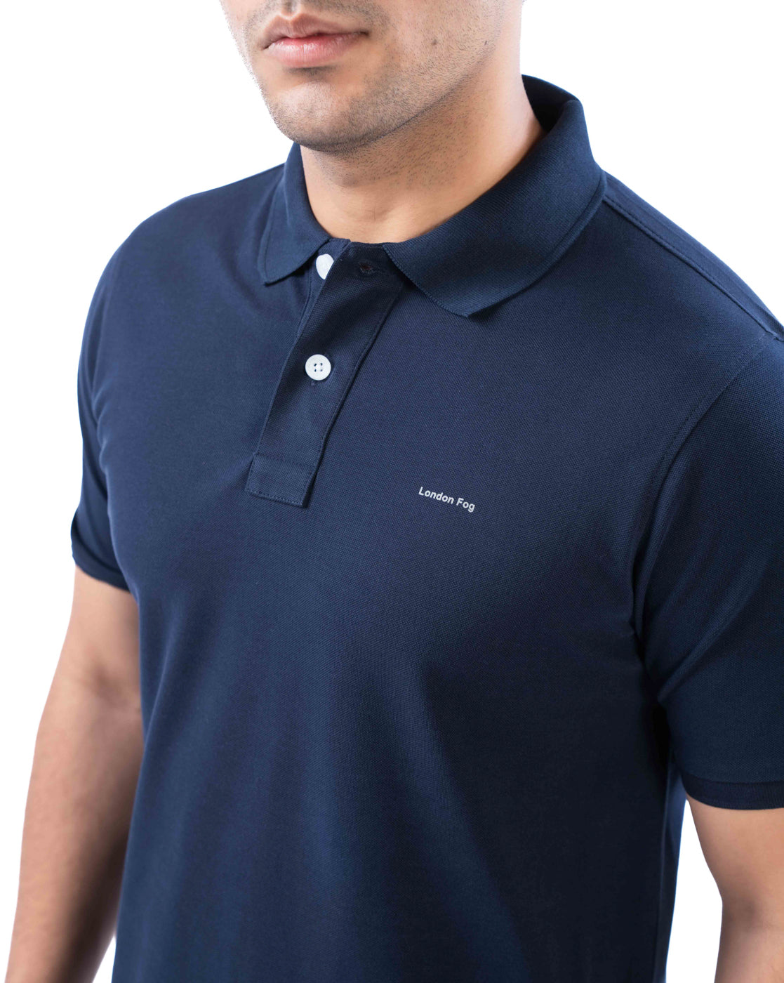 Men’s Navy Stretch Cotton Polo – Solid Regular Fit