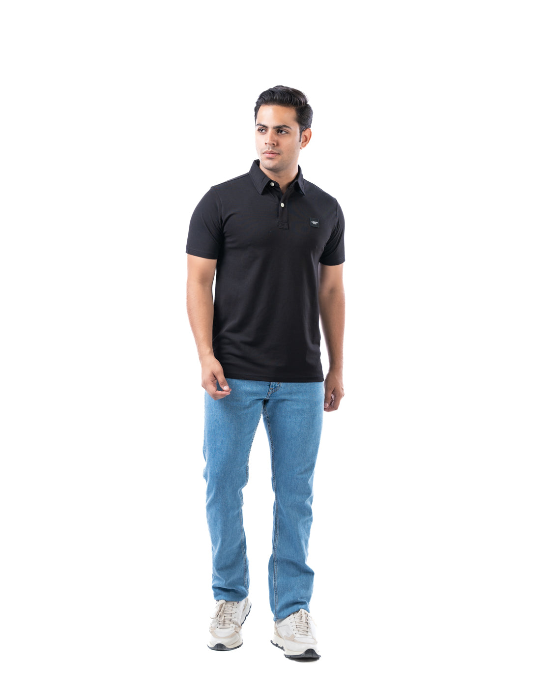 Men’s Black Cotton Polo T-Shirt – Solid Regular Fit
