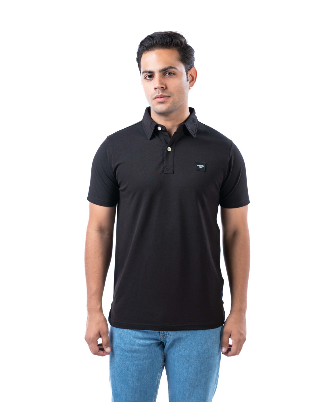 Men’s Black Cotton Polo T-Shirt – Solid Regular Fit