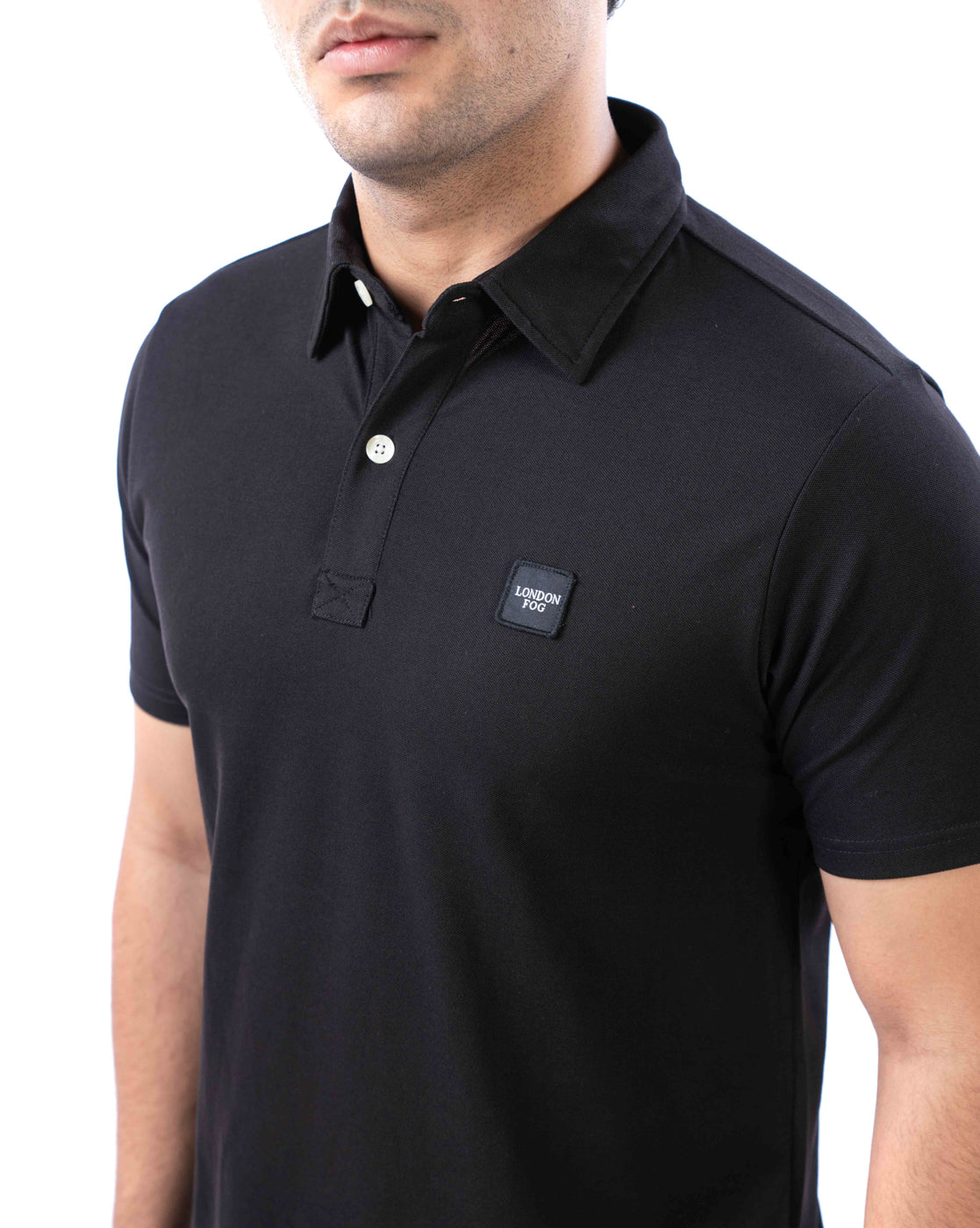 Men’s Black Cotton Polo T-Shirt – Solid Regular Fit