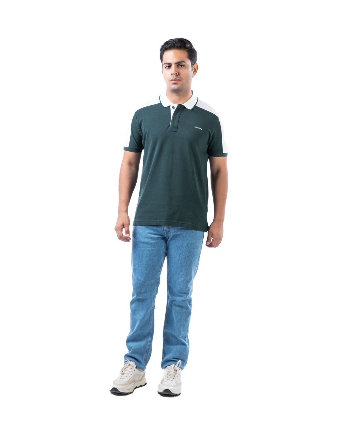 Men’s Green Polo T-Shirt – Cut & Sew with Tipping Details