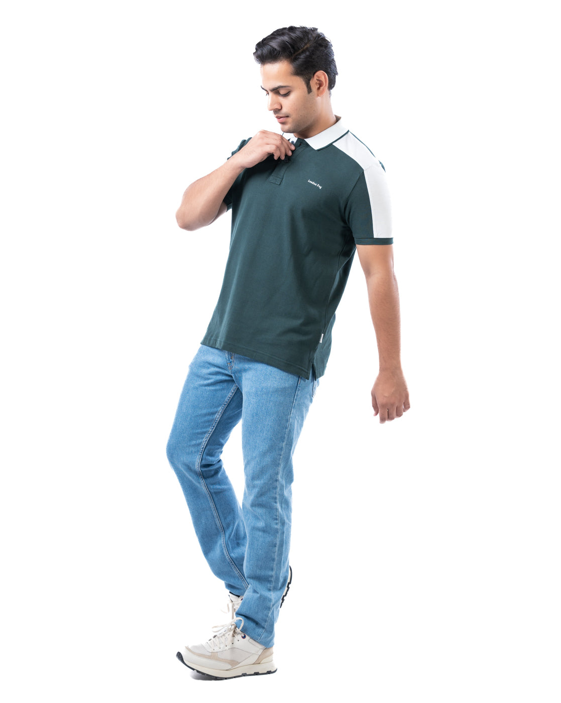 Men’s Green Polo T-Shirt – Cut & Sew with Tipping Details