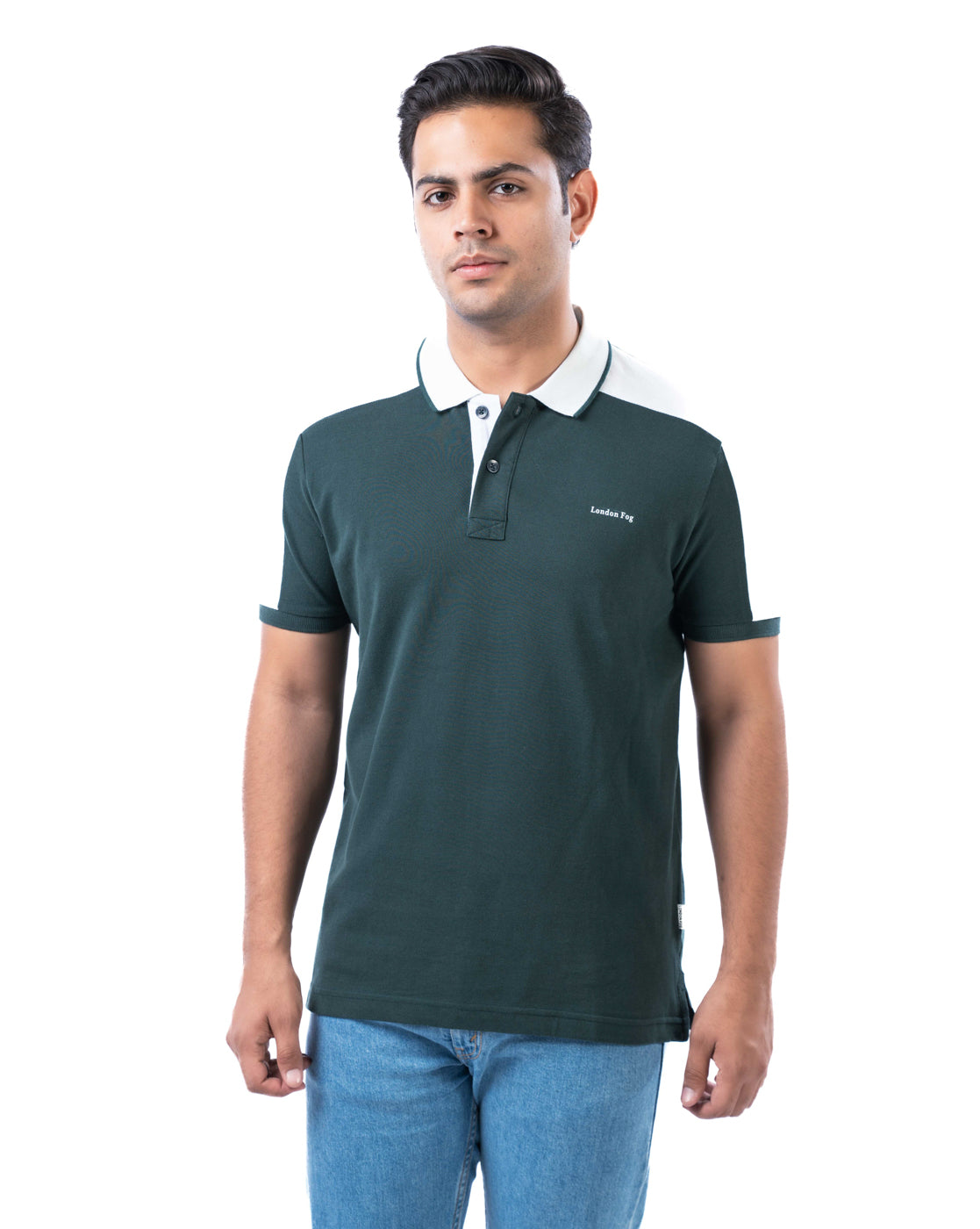 Men’s Green Polo T-Shirt – Cut & Sew with Tipping Details