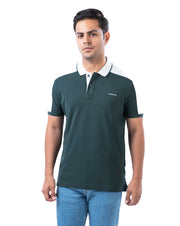 Men’s Green Polo T-Shirt – Cut & Sew with Tipping Details