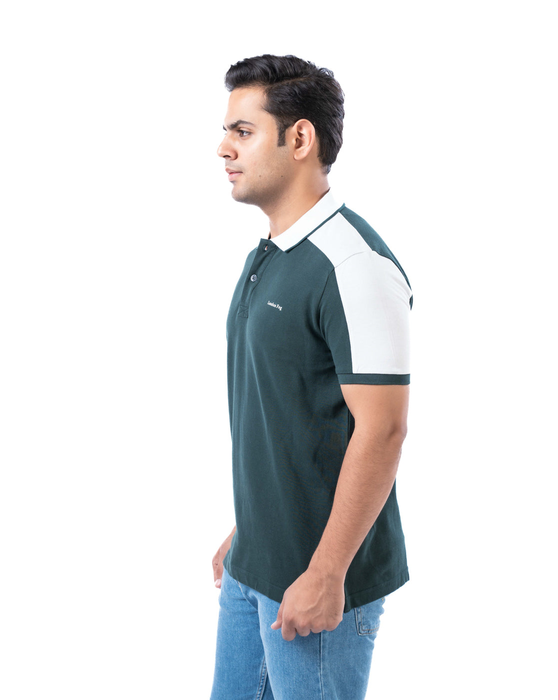 Men’s Green Polo T-Shirt – Cut & Sew with Tipping Details