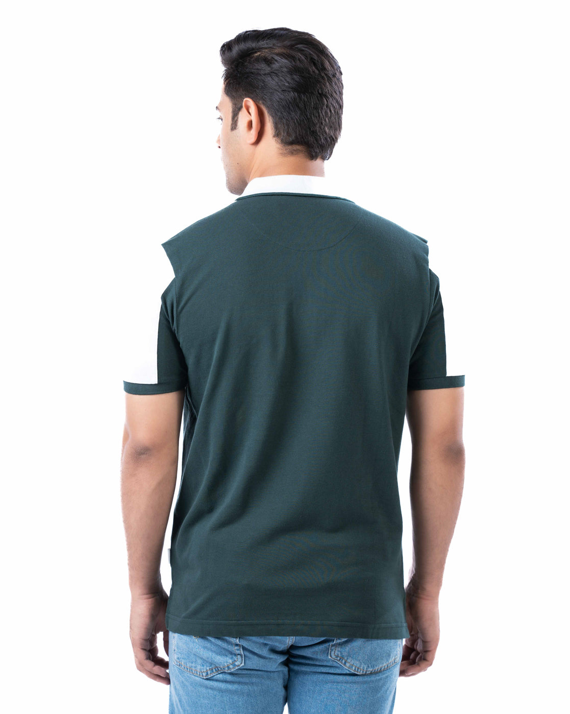 Men’s Green Polo T-Shirt – Cut & Sew with Tipping Details