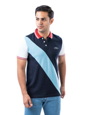 Men’s Navy Colorblock Polo T-Shirt – Stretch Cotton
