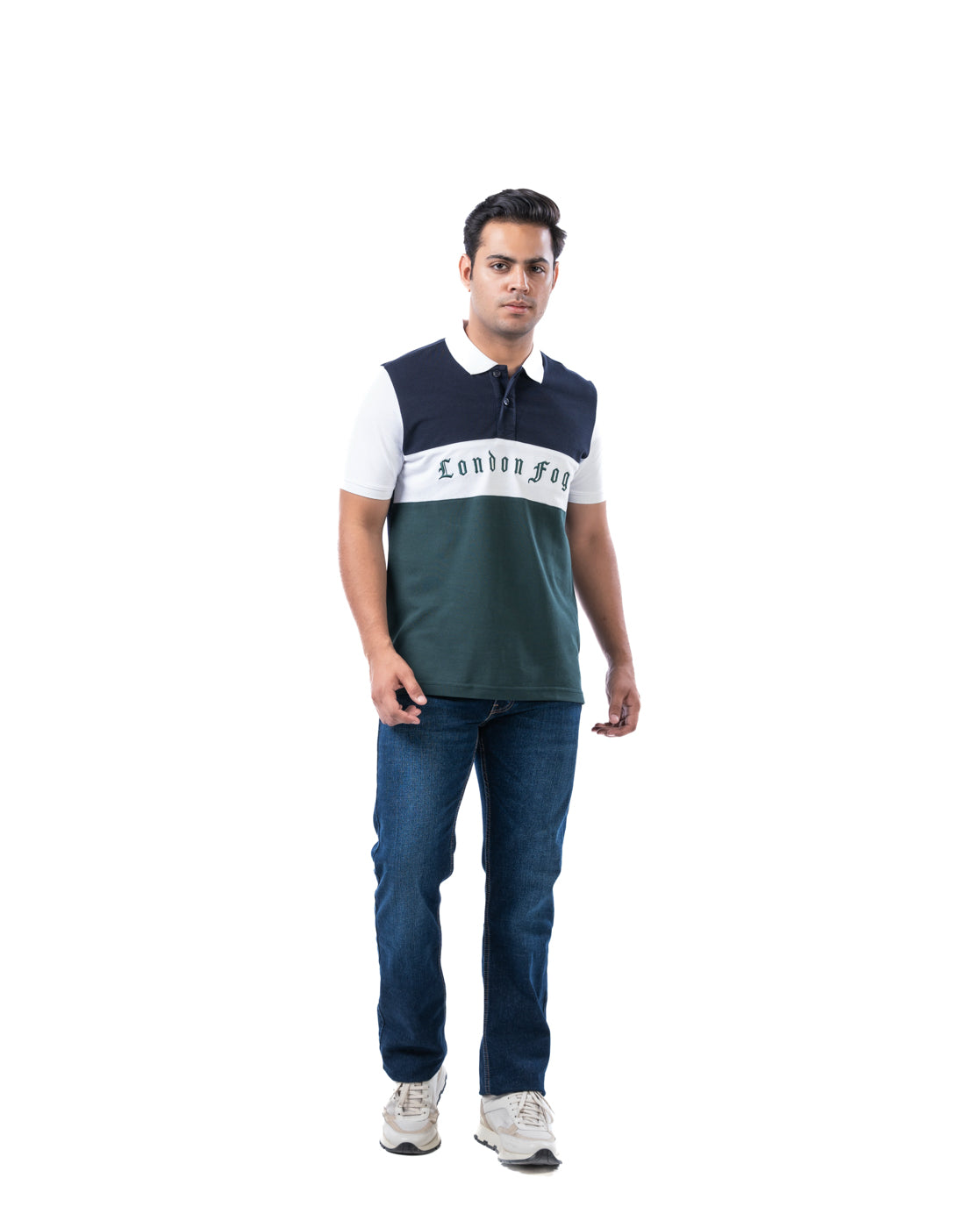 Men’s Green Polo T-Shirt – Cut & Sew Cotton Design