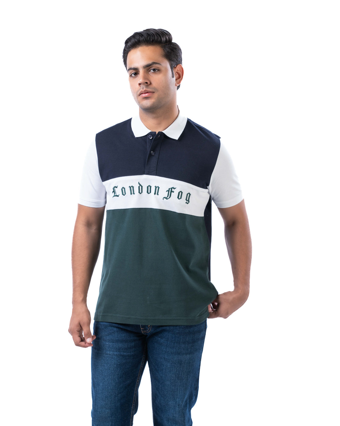 Men’s Green Polo T-Shirt – Cut & Sew Cotton Design