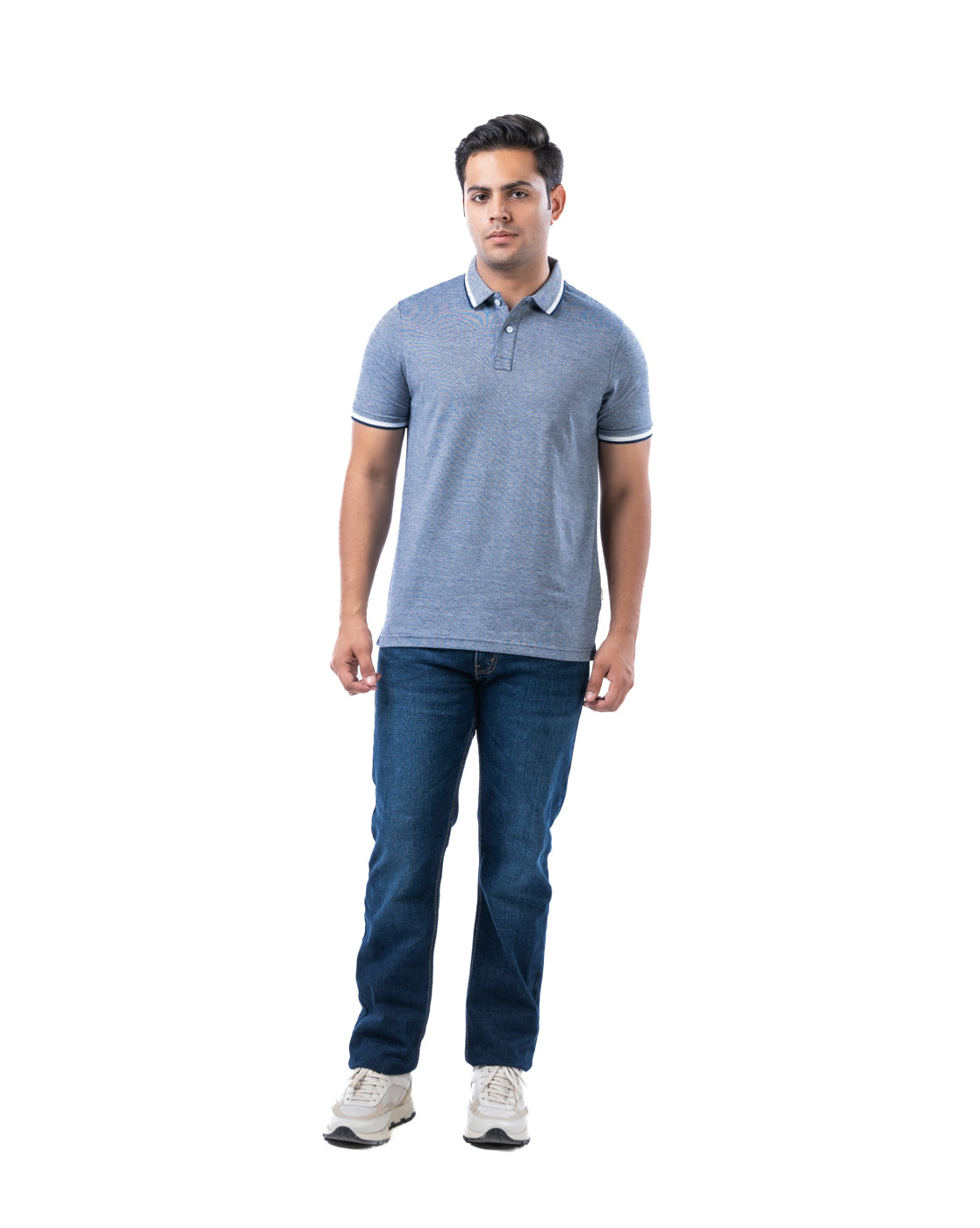 Men’s Navy Cotton Polo T-Shirt – Solid Regular Fit