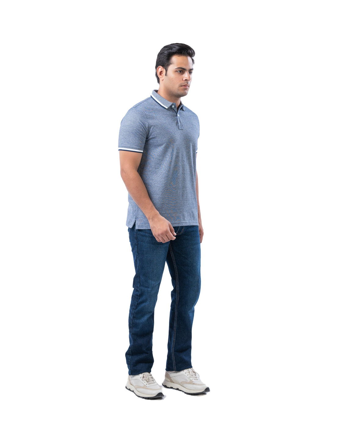 Men’s Navy Cotton Polo T-Shirt – Solid Regular Fit