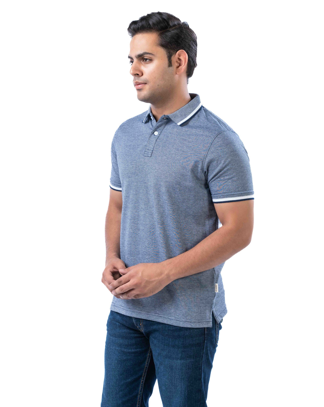 Men’s Navy Cotton Polo T-Shirt – Solid Regular Fit