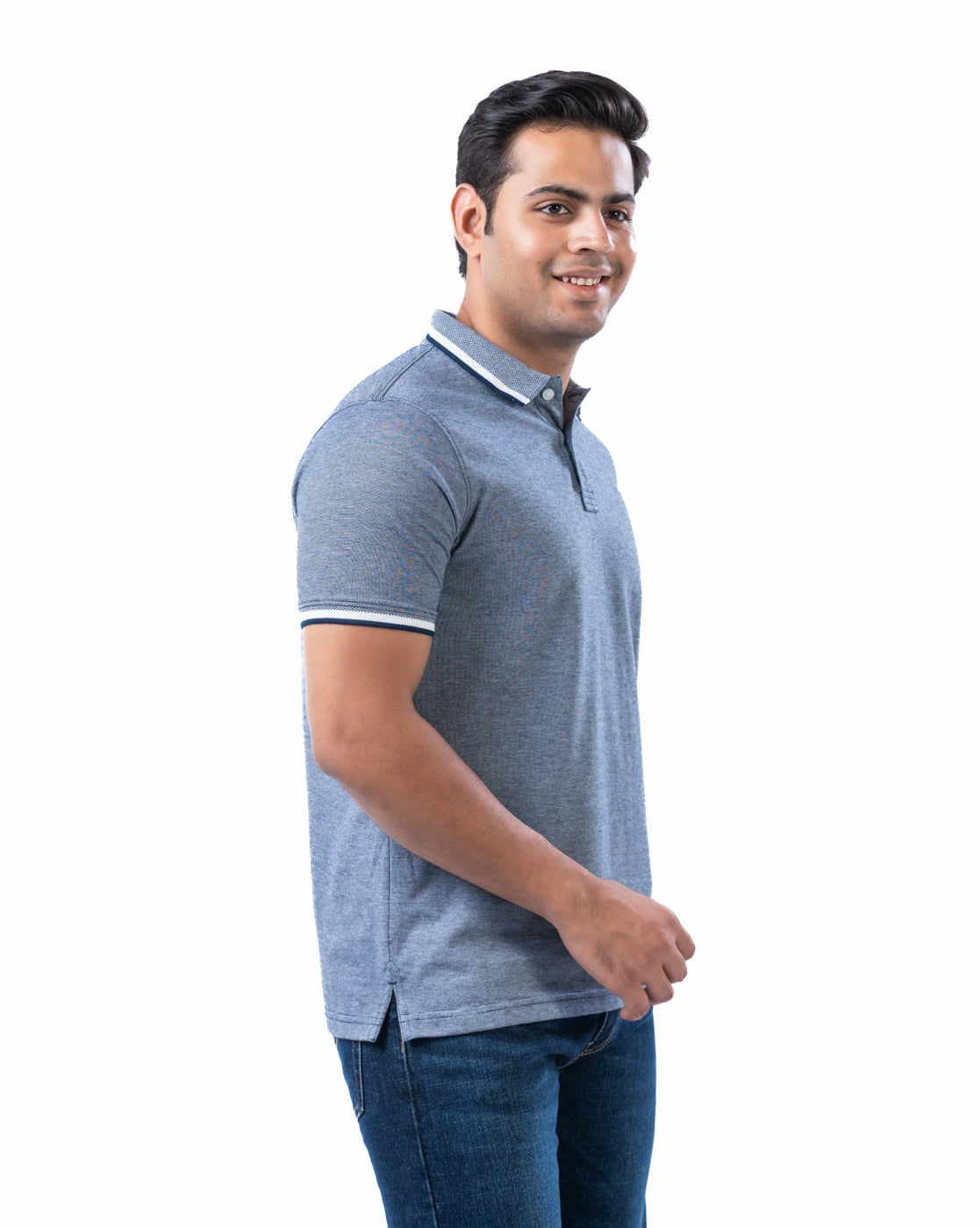 Men’s Navy Cotton Polo T-Shirt – Solid Regular Fit