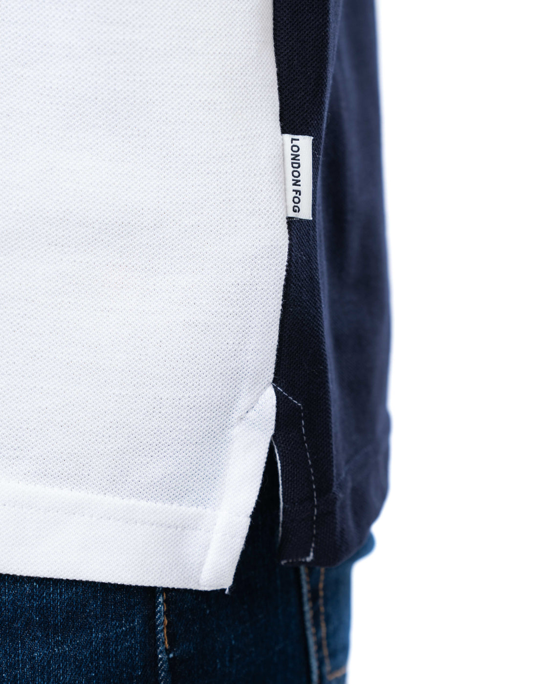 Men's White Panel Polo T-Shirt in Stretch Cotton