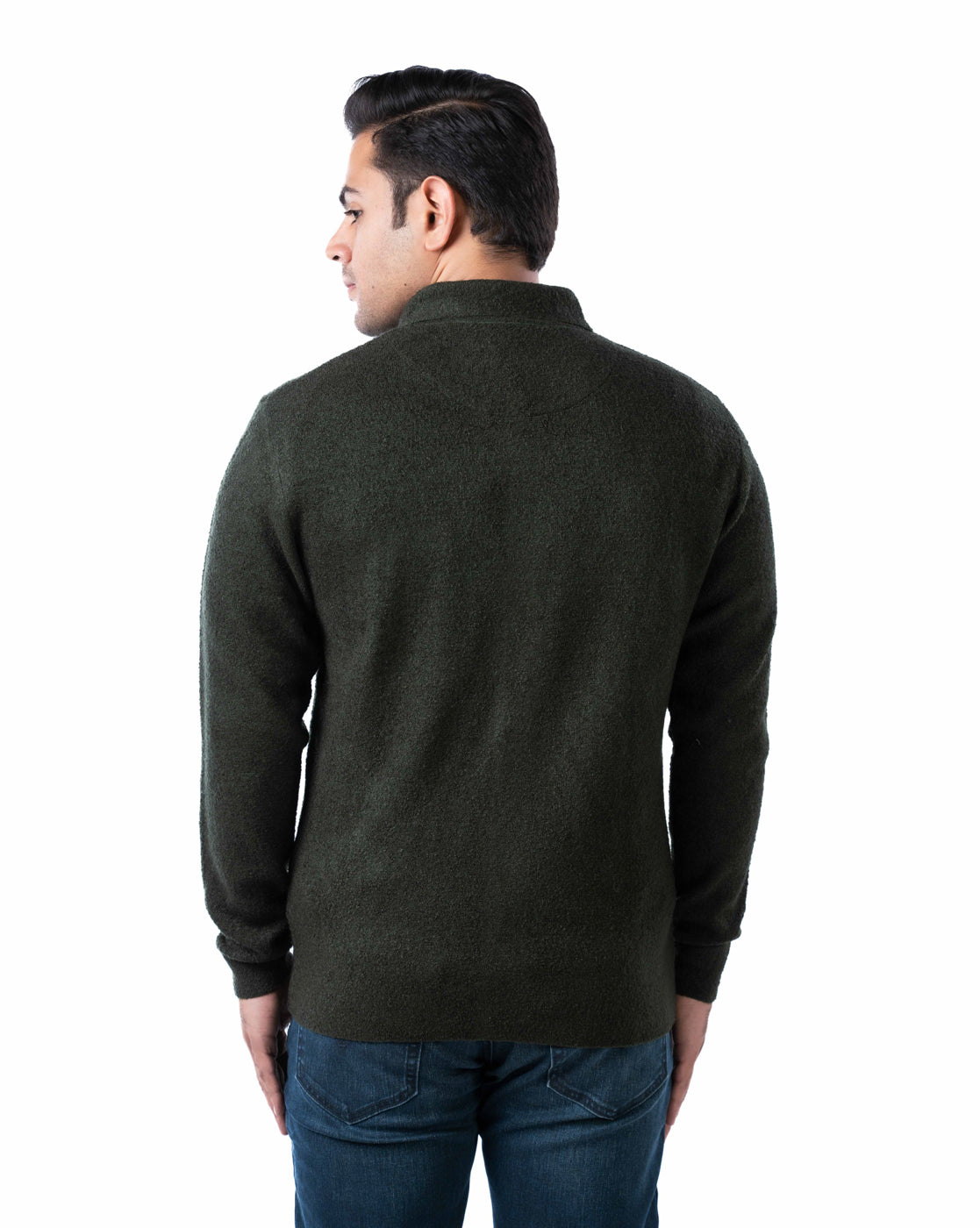Men’s Olive Acrowool Cardigan with Chest Flap Pocket and Branded Buttons