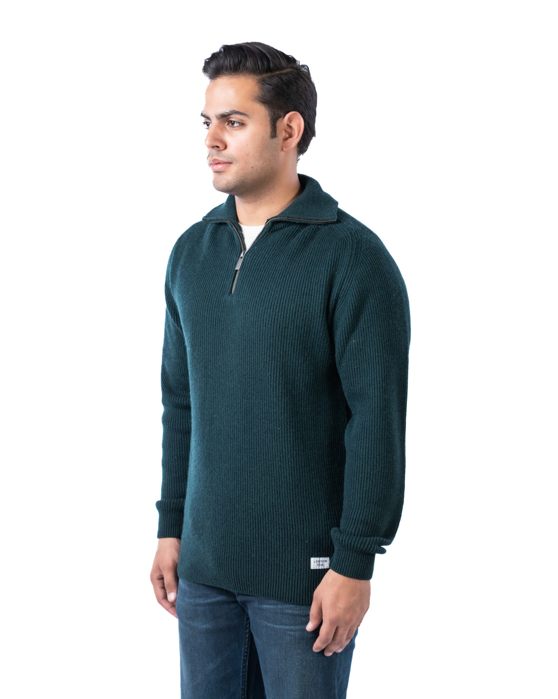 Men’s Green Aztec Pullover with Half Zip and Raglan Sleeves