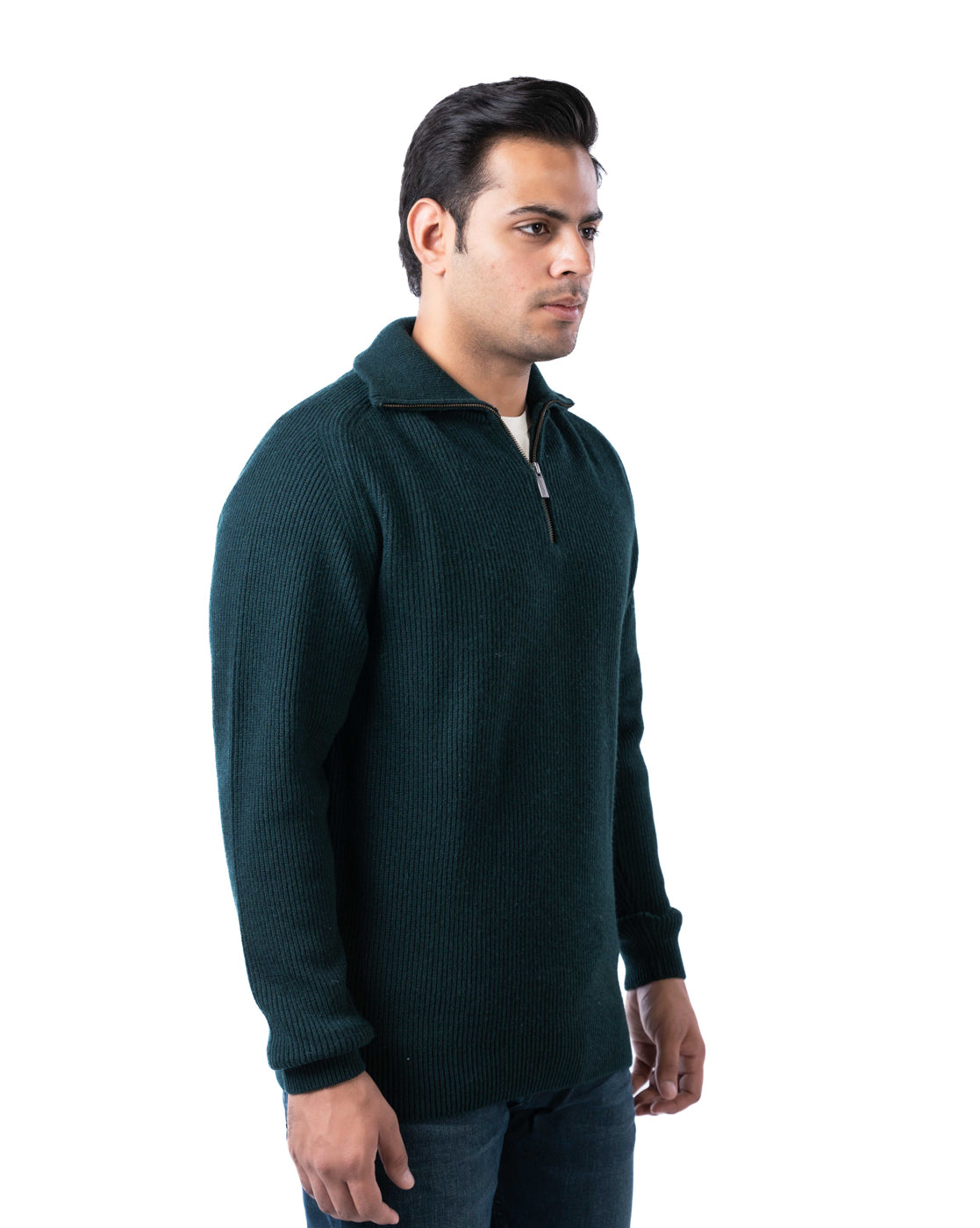 Men’s Green Aztec Pullover with Half Zip and Raglan Sleeves