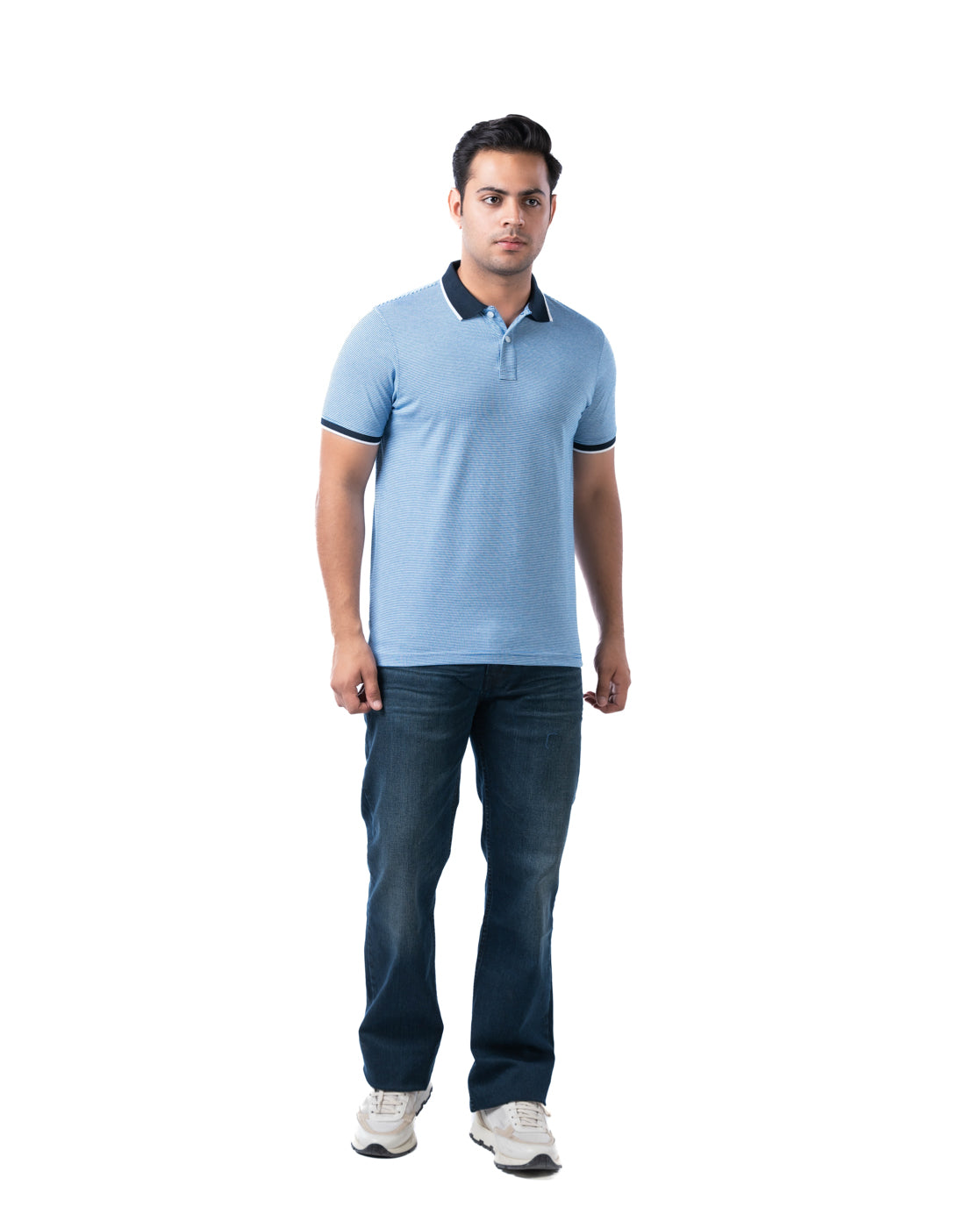 Men’s Aqua Cotton Polo T-Shirt – Solid Regular Fit