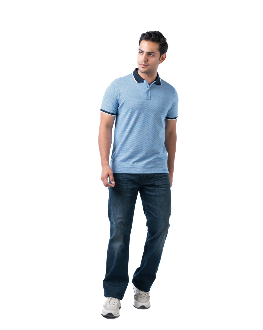 Men’s Aqua Cotton Polo T-Shirt – Solid Regular Fit