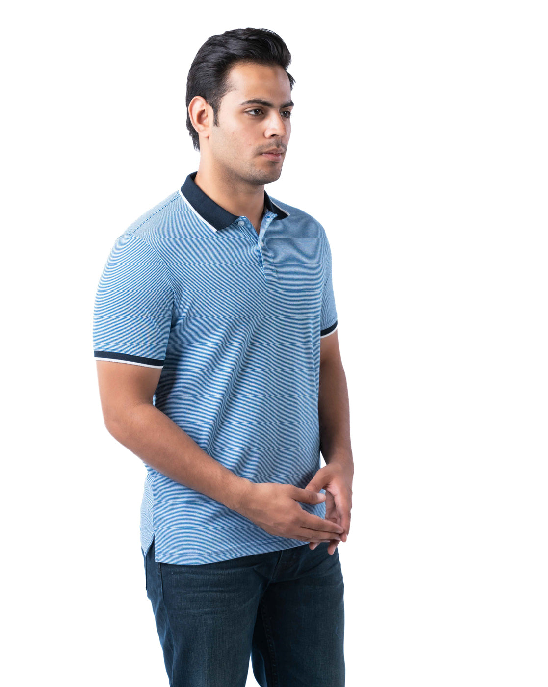 Men’s Aqua Cotton Polo T-Shirt – Solid Regular Fit