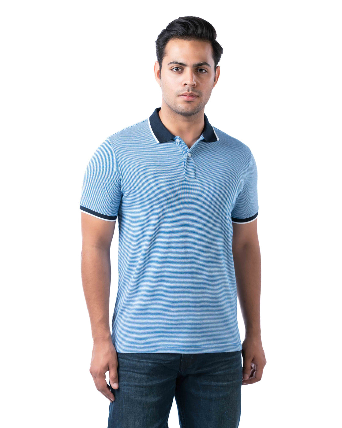 Men’s Aqua Cotton Polo T-Shirt – Solid Regular Fit