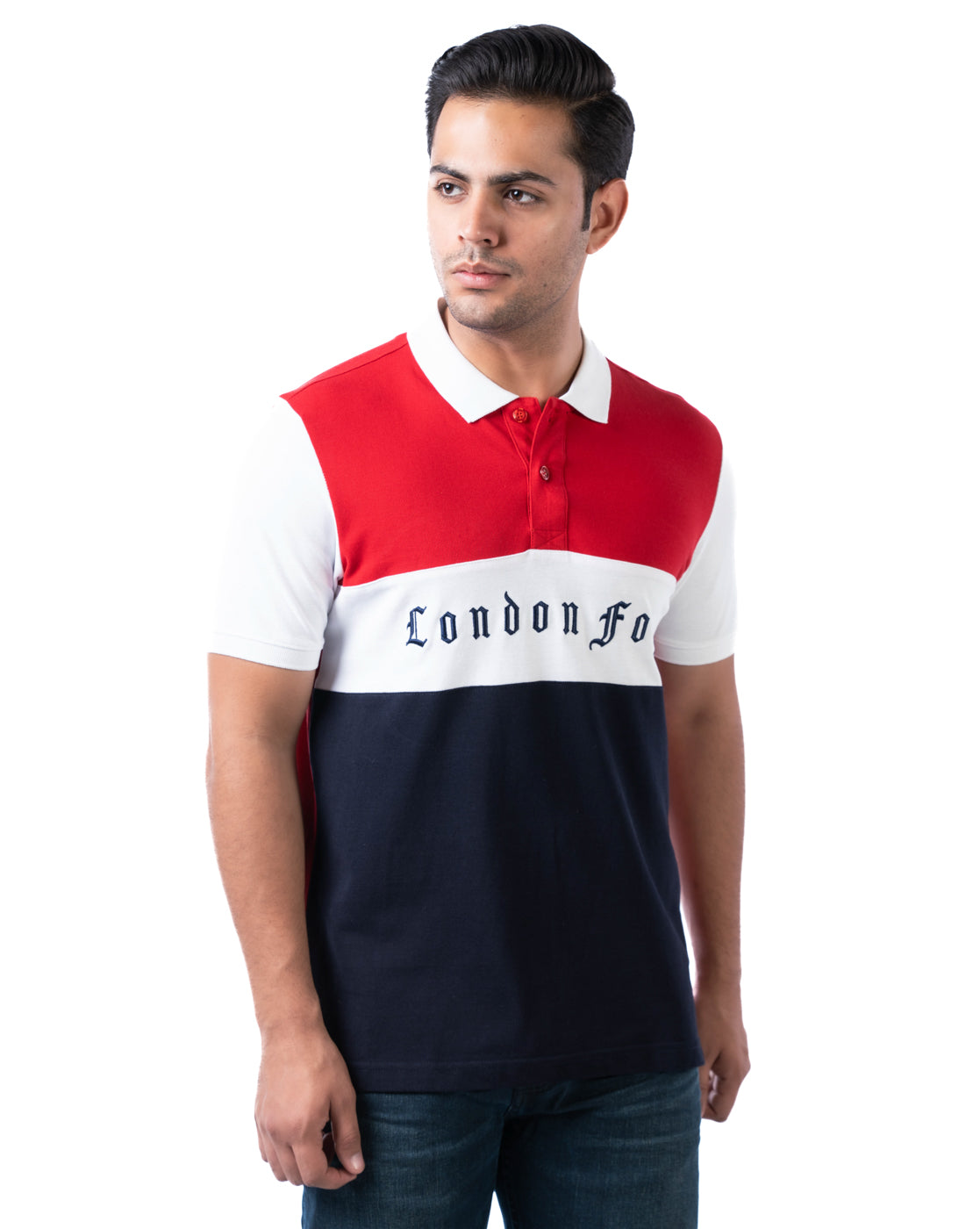 Men’s Navy Polo T-Shirt – Cut & Sew Design in Cotton