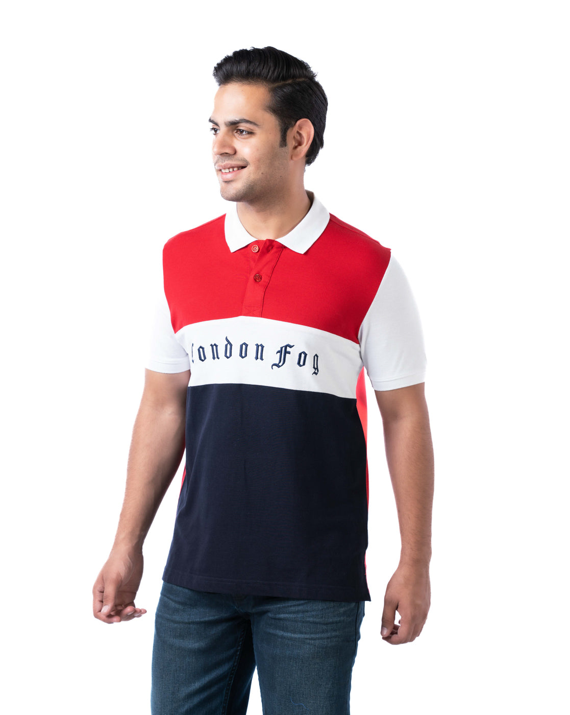 Men’s Navy Polo T-Shirt – Cut & Sew Design in Cotton