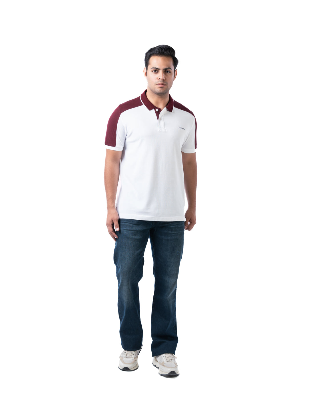 Men’s White Polo T-Shirt – Cut & Sew with Tipping Details