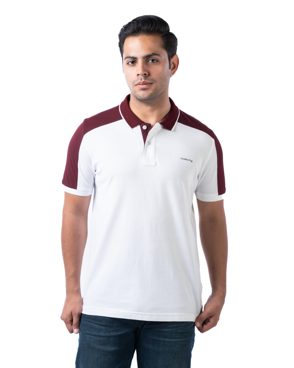 Men’s White Polo T-Shirt – Cut & Sew with Tipping Details