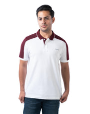 Men’s White Polo T-Shirt – Cut & Sew with Tipping Details
