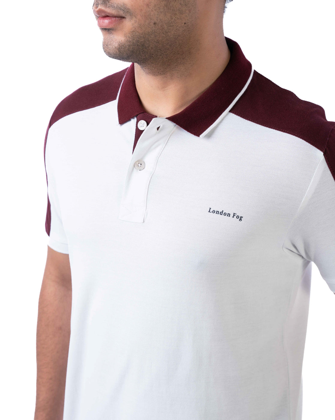 Men’s White Polo T-Shirt – Cut & Sew with Tipping Details