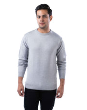 Men’s Brown Solid Viscose Blend Pullover with Crew Neck