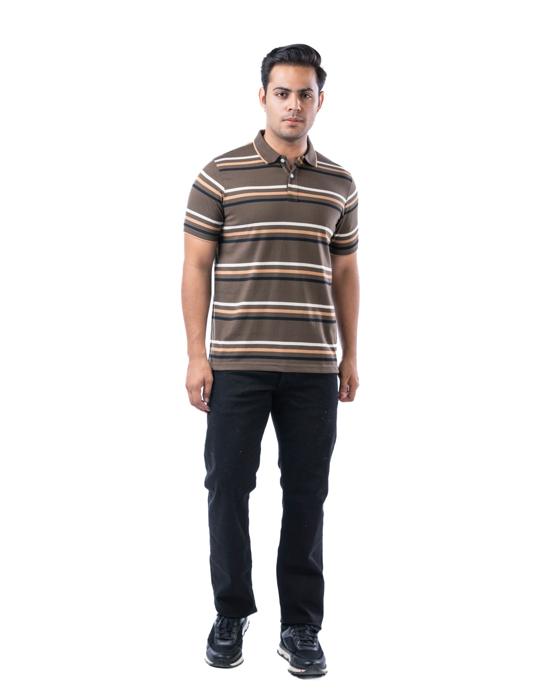 Men’s Olive Cotton Polo T-Shirt – Regular Fit Solid