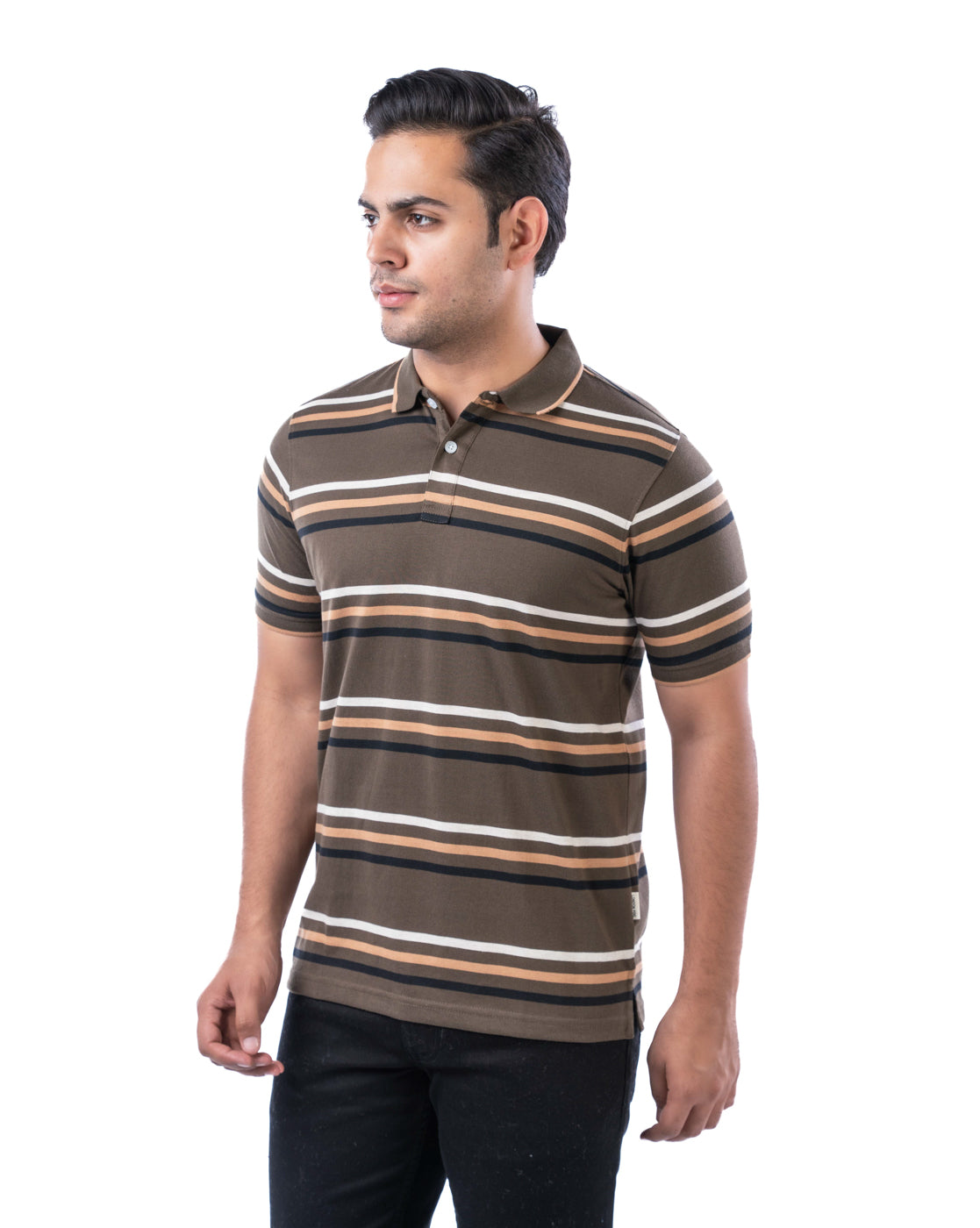 Men’s Olive Cotton Polo T-Shirt – Regular Fit Solid