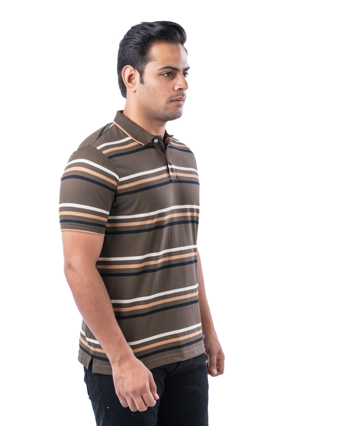 Men’s Olive Cotton Polo T-Shirt – Regular Fit Solid
